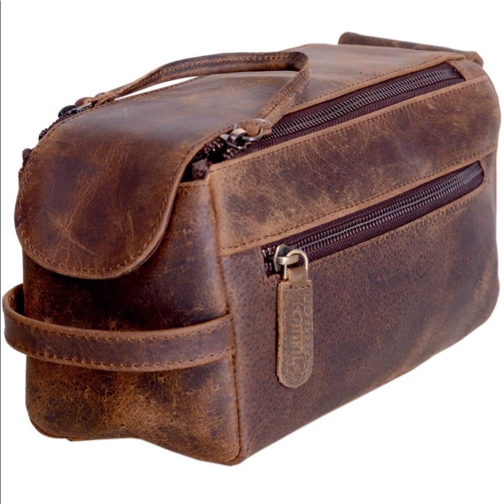 Genuine Buffalo Leather Toiletry Travel Bag (BRAND NEW) ( NWT)